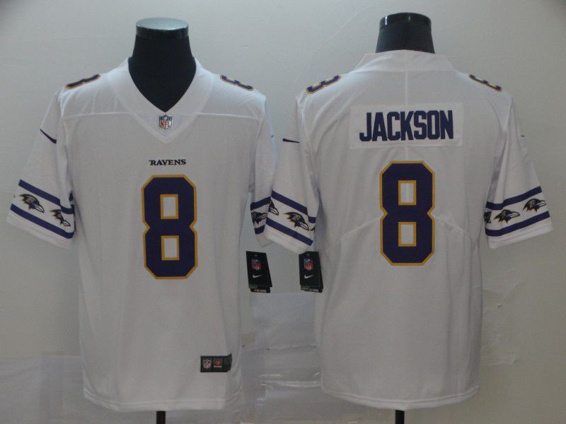 Men Baltimore Ravens 8 Jackson White team logo cool edition NFL Jerseys